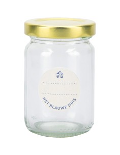 Kruidenpot glas met schroefdeksel incl. etiket (laag, 105ml)